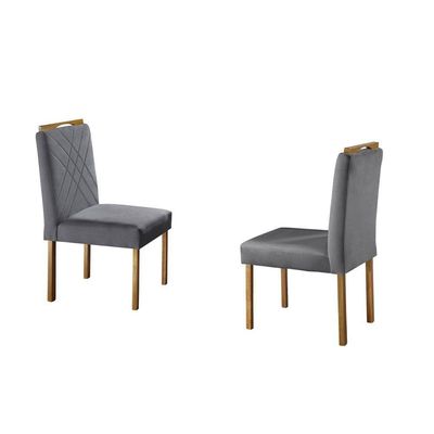 Conjunto Sala de Jantar com 4 Lugares Slim Móveis Mundial Mel/Off White/Cinza