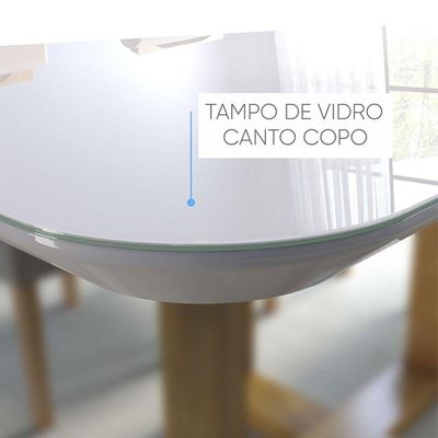 Conjunto Sala de Jantar com 4 Lugares Slim Móveis Mundial Mel/Off White/Cinza