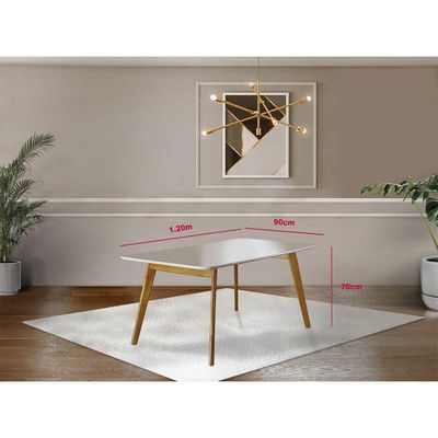 Conjunto Sala de Jantar com 4 Lugares Slim Móveis Mundial Mel/Off White/Cinza