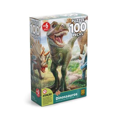 Quebra-Cabeça Grow Dinossauros com 100 Peças