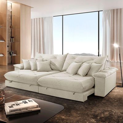 Sofá ágata Linho Dois Módulos De 120cm B25 Meu Sofá Online A302 Linho Branco