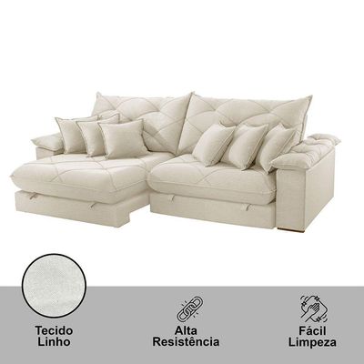 Sofá ágata Linho Dois Módulos De 120cm B25 Meu Sofá Online A302 Linho Branco