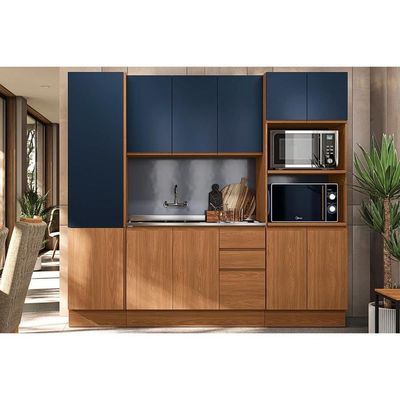 Paneleiro De Cozinha Modulado Ciela R630 C- 4 Portas E 2 Nichos P- Forno 70x220cm Canela - Kappesberg