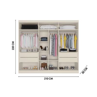Guarda Roupa Casal 6 Portas (4 Ripadas) E 4 Gavetas Oxford Peroba - Europa