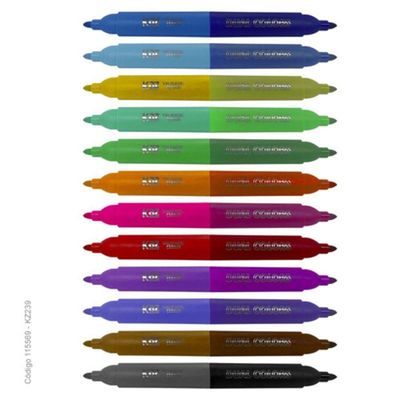 Caneta Hidrográfica Dual Color 24 Cores Aroma - Kz239 - Kaz
