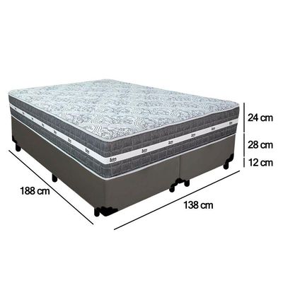 Cama Box Casal Bipartido Sintético + Colchão Anjos Black Graphite Molas Ensacadas 138x188x64cm Cinza