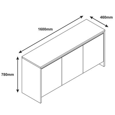 Balcao Buffet 50523 03 Portas 160cm Cedro Off White Dcasa