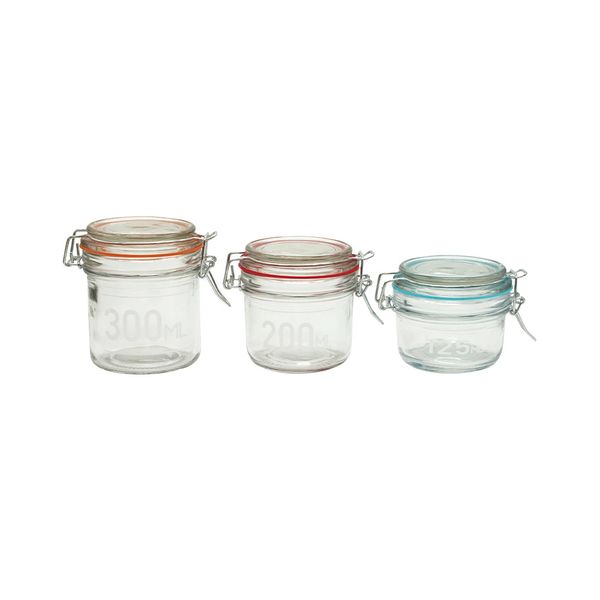 Conjunto de Potes Casambiente de Vidro Color Hermético com 3 Peças