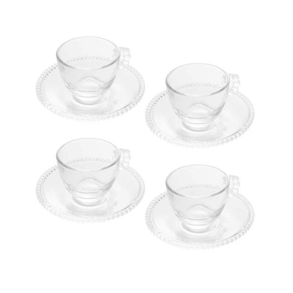 Jogo de Xícara para Café Rojemac Pearl em Vidro Cristal 4 Peças 80ml