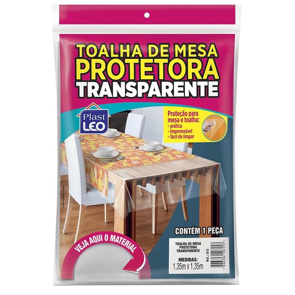 Toalha de Mesa Plast Leo Cristal Transparente 1,35x1,35m