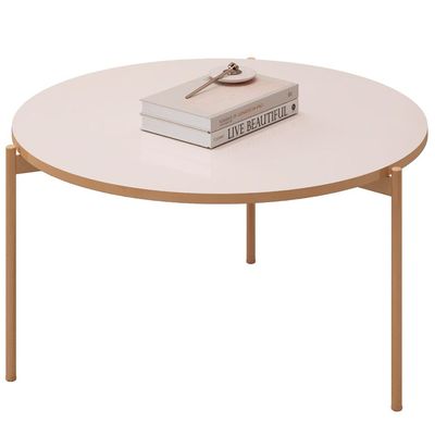 Mesa De Centro Decorativa Sala de Estar Industrial Ellie D05 Off White - Lyam Decor