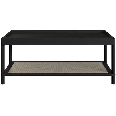 Conjunto Mesa de Centro e Mesa Lateral Para Sala Pés Madeira Moss A03 Nero Preto - Lyam Decor