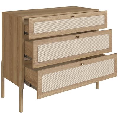 Cômoda Com 03 Gavetas Para Quarto Closet Pés Madeira Moss A03 Hanover Roble - Lyam Decor