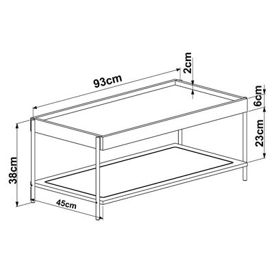 Mesa de Centro Para Sala de Estar Industrial Indy A03 Nero Dourado - Lyam Decor