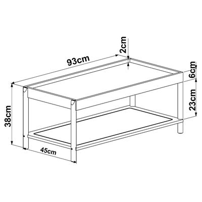 Mesa de Centro Para Sala de Estar Pés Madeira Moss A03 Nero Preto - Lyam Decor