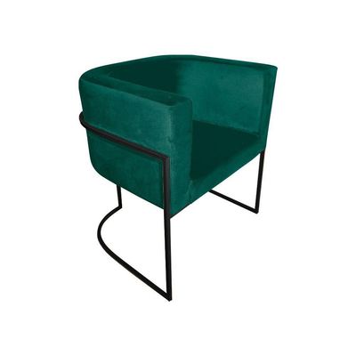Kit 6 Cadeiras De Jantar Premium Base De Ferro Preta Veludo Verde