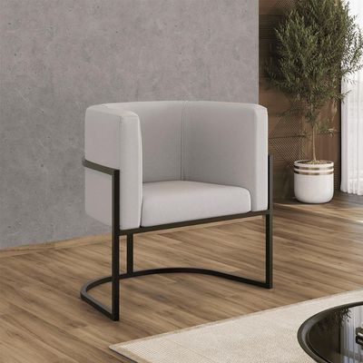 Kit 04 Poltronas Lua Sala Decorativa Base Ferro Black Veludo Cor:bege Bege