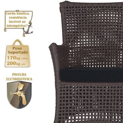 Jogo Sofá 2 Poltronas E Mesa Igapó Marrom E12 Trama Original Marrom