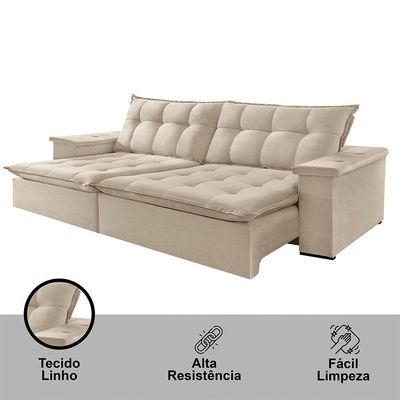 Sofá Estilo Linho 02 Módulos De 120m B25cm Meu Sofá Online A302 Linho Branco