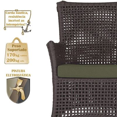 Jogo Sofá 4 Poltronas E Mesa Igapó Marrom E13 Trama Original Marrom