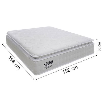 Colchão Casal Queen Molas Ensacadas Gazin Com Pillow Tower New 158x198x35cm Branco Branco