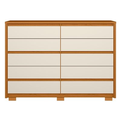 Cômoda Palumoveis Duetto com 10 Gavetas 151cm de Largura Cinamomo/Off White