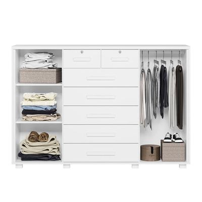Cômoda Palumoveis Fontana com 7 Gavetas e 2 Portas 160cm de Largura Branco