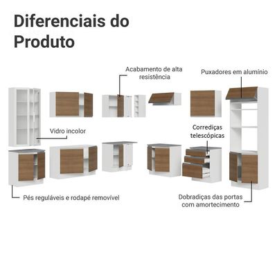 Armário De Cozinha Completa 549cm Branco/rustic Glamy Madesa 01 Branco/rustic