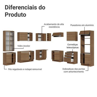 Armário De Cozinha Completa 549cm Rustic Glamy Madesa 01 Rustic