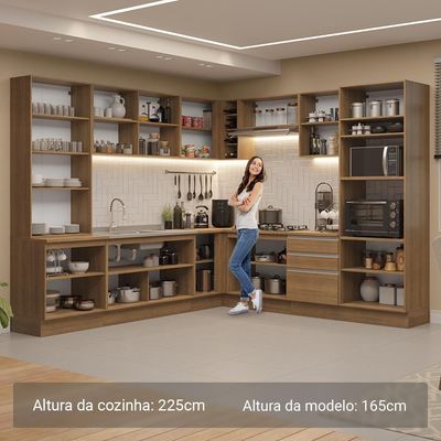 Armário De Cozinha Completa 549cm Rustic Glamy Madesa 01 Rustic