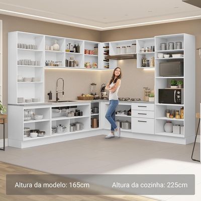 Armário De Cozinha Completa 549cm Branco Agata Madesa 01 Branco