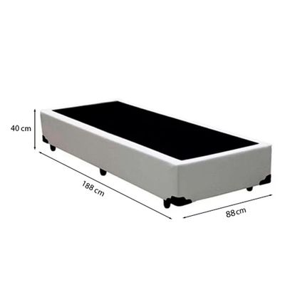 Cama Box Solteiro 88 Tecido Branco Com Colchão Paris Bello Box Molas Preto 66x88x188