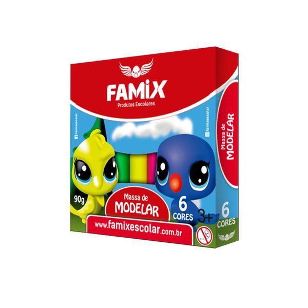 Massa de Modelar Famix Soft com 6 Cores 90g Massa de Modelar Famix Soft com 6 Cores 90g