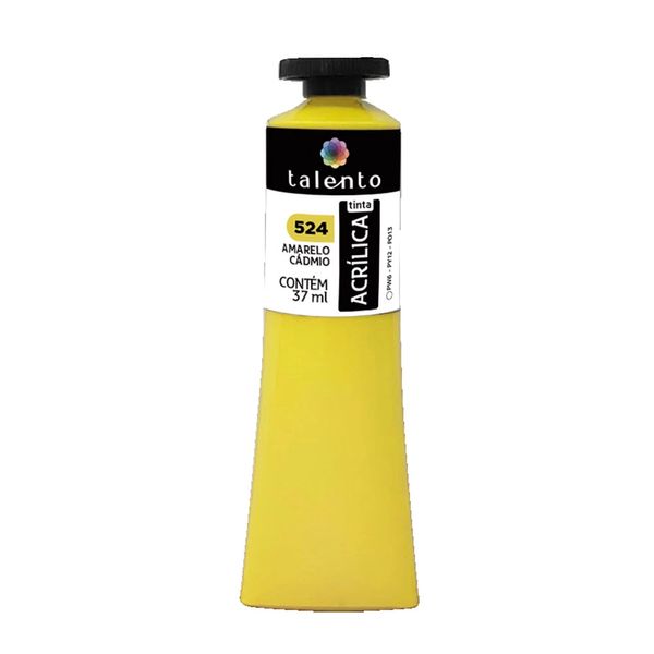 Tinta Acrílica para Tela Talento 37ml 524 Amarelo Cadmio