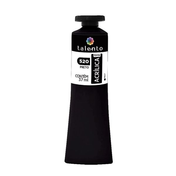 Tinta Acrílica para Tela Talento 37ml 520 Preta
