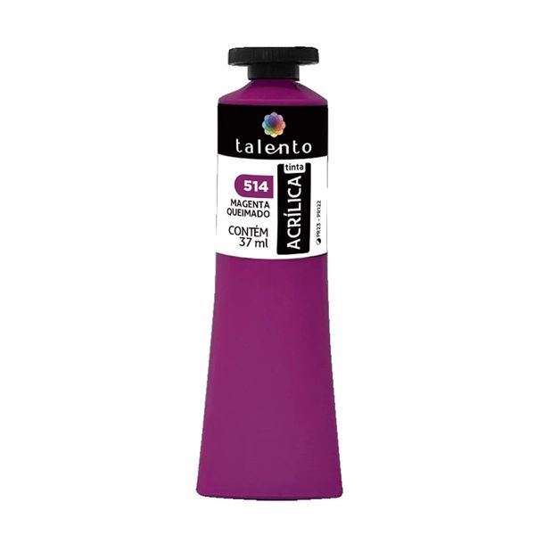 Tinta Acrílica para Tela Talento 37ml 514 Magenta Queimado