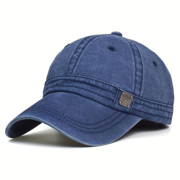 Boné De Beisebol De Algodão Estilo Casual Vintage Lavado Solidário Leve Unissex Azul
