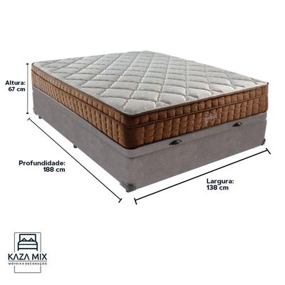 Cama Box Baú E Colchão Anjos Star Pillow In Molas Ensacadas Casal Anjos Casal Cinza