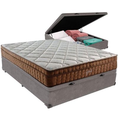 Cama Box Baú E Colchão Anjos Star Pillow In Molas Ensacadas Casal Anjos Casal Cinza