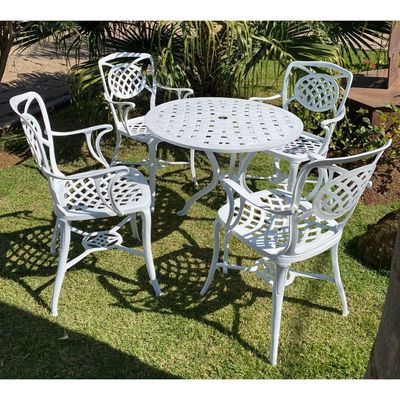Conjunto De Jardim Com Mesa E 4 Cadeiras Modelo Havana Branco