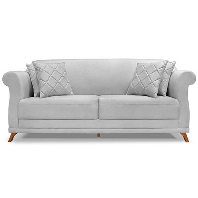 Sofa 2 Lugares Retro Polo 180cm Com Almofada Linho Grigio Ezz Grigio