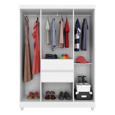 Guarda Roupa Solteiro 6 Portas E 2 Gavetas Ecom Ii Branco-rosa-branco Flex Branco