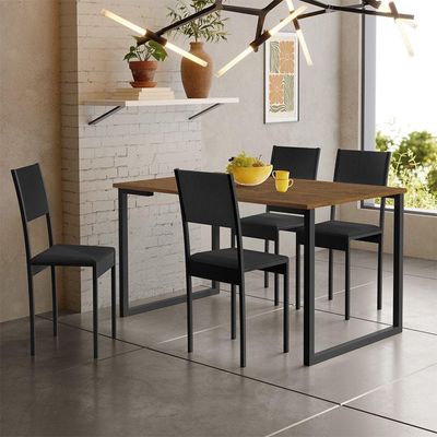 Conjunto De Mesa De Jantar Com 4 Cadeiras Klm Store Imbuia/ Preto