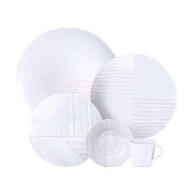 Aparelho De Jantar Tramontina Grid Em Porcelana Decorada 20 Peças