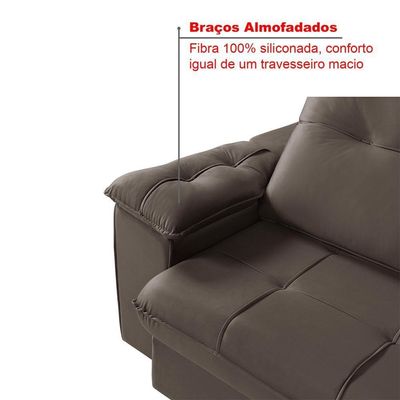 Sofá Dallas 2,90 Reclinável Conforto Sala De Casa Retrátil 5 Lugares Império Marrom 175