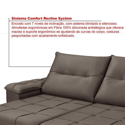 Sofá Dallas 2,90 Reclinável Conforto Sala De Casa Retrátil 5 Lugares Império Marrom 175
