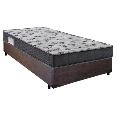 Cama Box Solteiro Suede + Colchão De Espuma D33 - Sereneprime - 88cm Cor:marrom