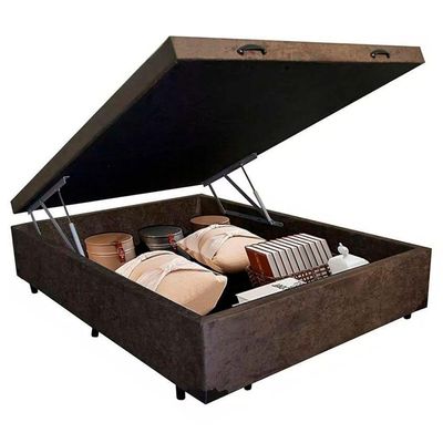 Cama Box Baú Casal Suede Sereneprime Marrom 138x188x44