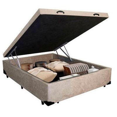 Cama Box Baú Casal Suede Sereneprime Bege 138x188x44