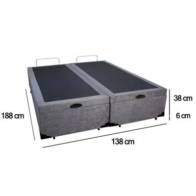 Cama Box Baú Casal Bipartido Suede Sereneprime Cinza 138x188x44